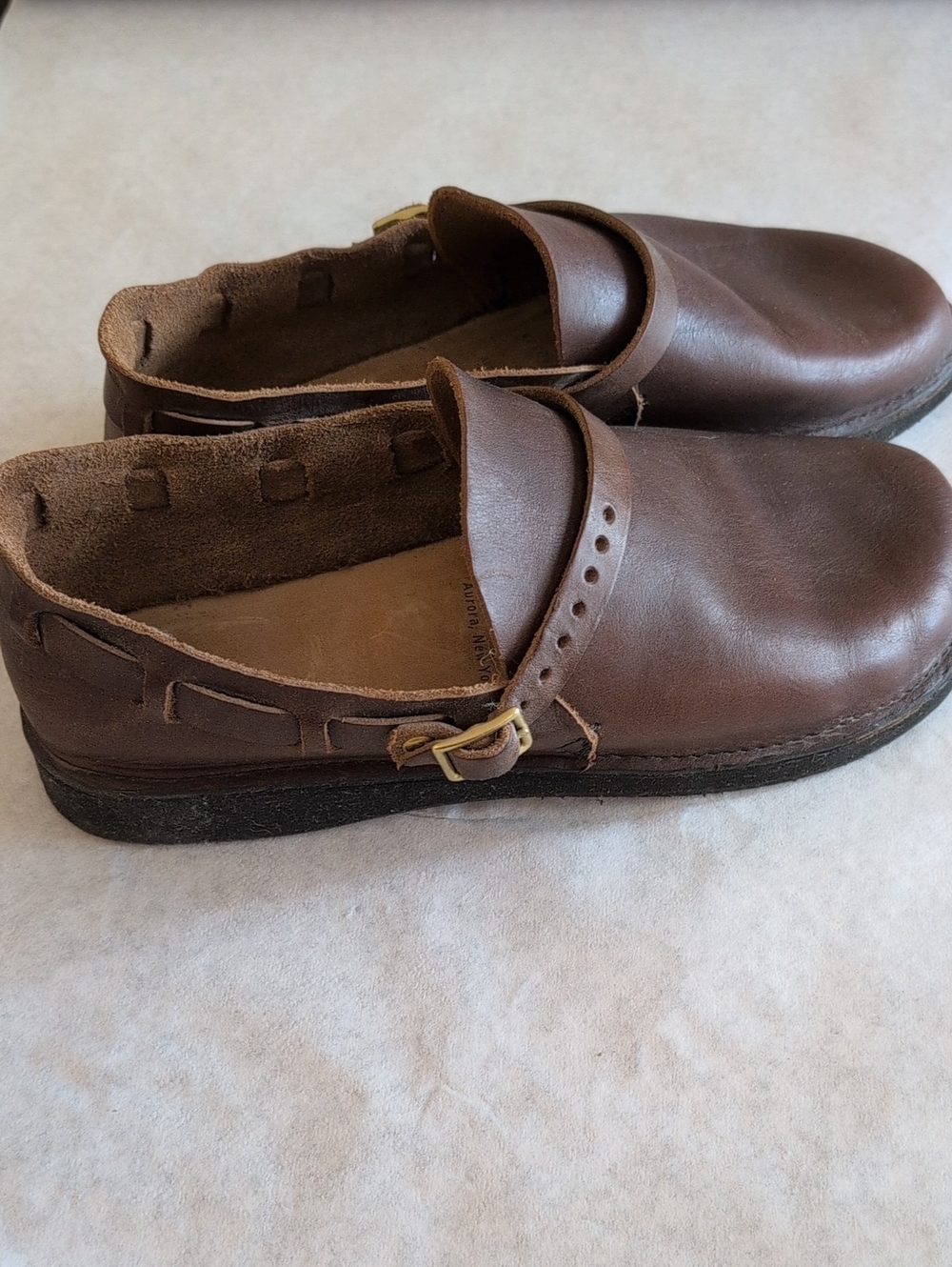Aurora Shoe Co. Handcrafted Brown Leather Slip-On Casual Shoes
